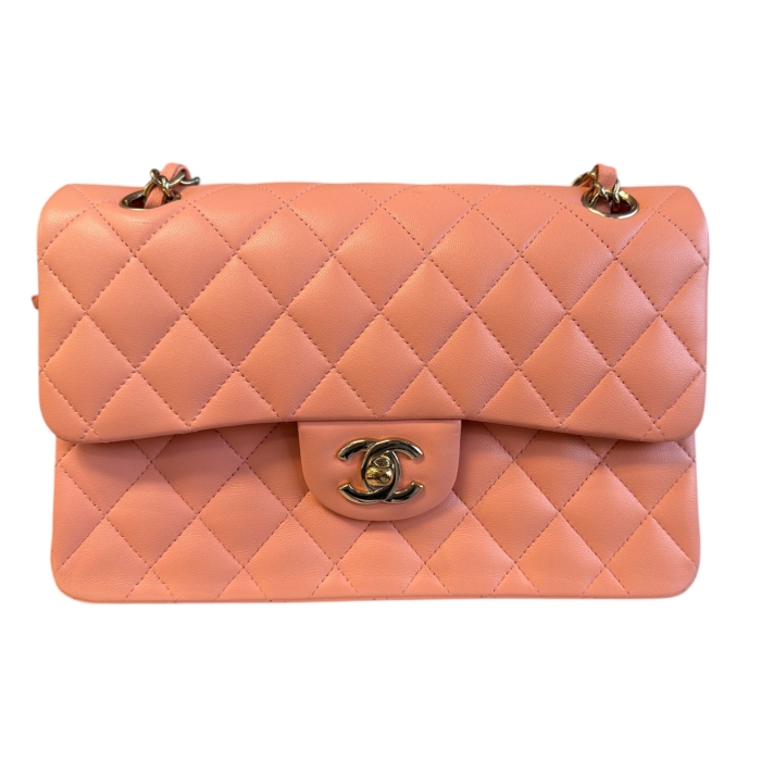 Chanel Light Orange Classic Lambskin Flap Bag — Gold Hardware