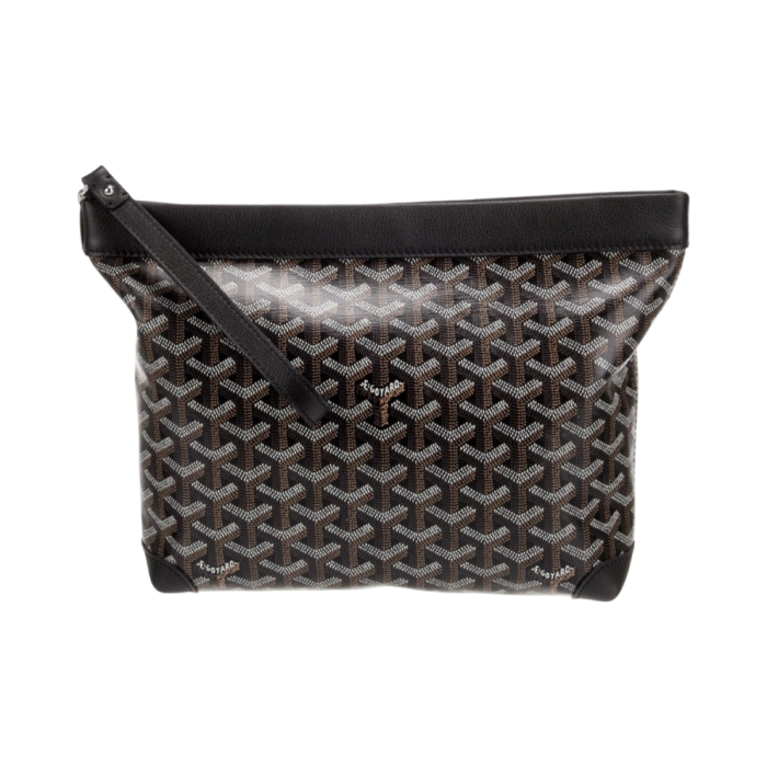 Goyard Black & Brown Goyardine Conti Pouch