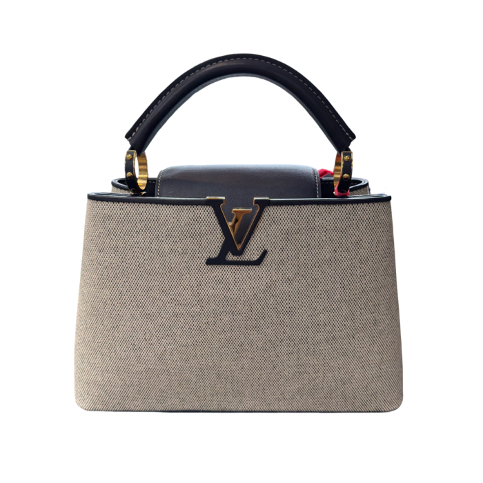 Louis Vuitton Navy Canvas Capucines PM — Silver Hardware